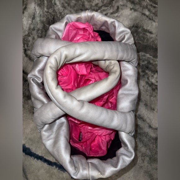 Metallic Lambskin Quilted Small Coco Cocoon Reversible Tote Light Grey & Navy - Picture 14 of 17